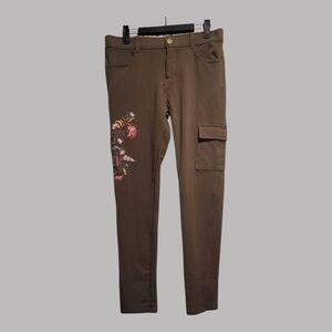 Matilda Jane Brown Skinny Pants with Floral Embroidery